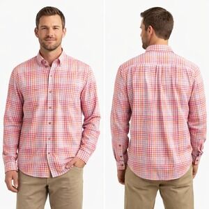 Johnnie-O Top Shelf Shula Nantucket Plaid Cotton Button Down Shirt Mens Large